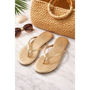 Lauren‎ Conrad Gold Metallic Minimalist Sandals Thong Summer Women 7